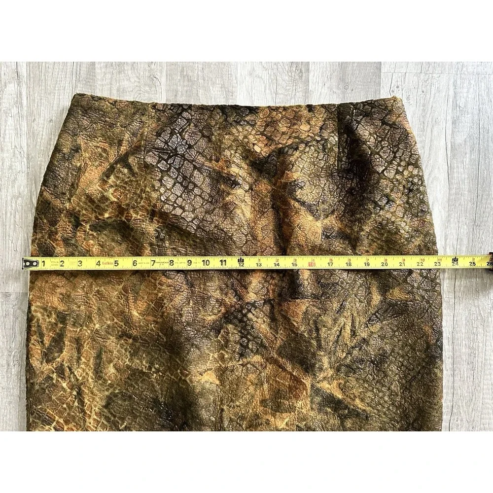 Design Todays Maxi Skirt Long Alligator Crocodile USA Made Brown Size 1X Vintage